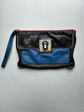 Juicy Couture Colorblock Leather Wristlet Clutch - Black, Blue, Red